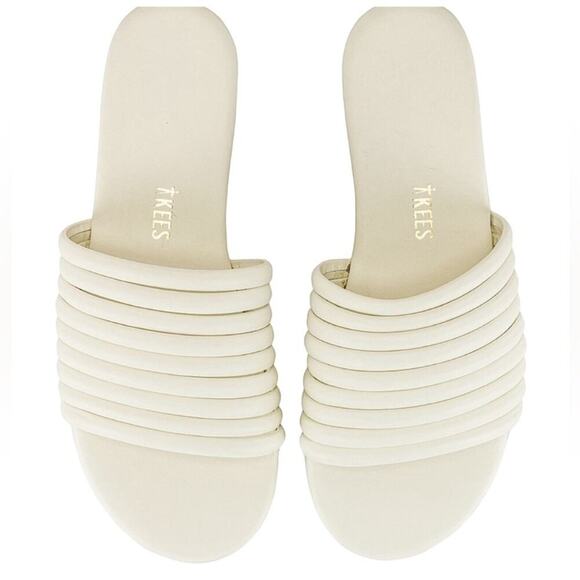 TKEES Caro Cream Leather Flat Sandals Size 9 - Picture 2 of 9